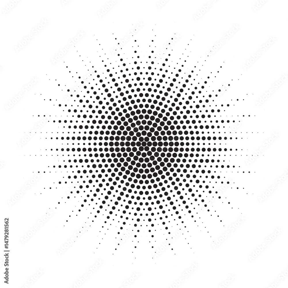 Aufkleber burst halftone light effect. glowing light burst. abstract grunge halftone dots background. vector i
