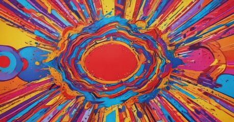 Bold, colorful pop art effect with layered patterns,  illustration,  style