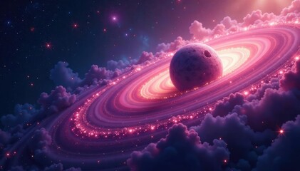 A vibrant nebula swirling around a newly formed planet, cosmic dust and gas illuminated by stellar light , space, galaxy, gas