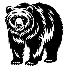 Obraz premium Powerful black and white illustration of a bear standing tall and proud