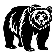 Majestic Black Bear Illustration with Artistic Fur Patterns on White Background