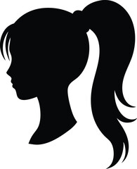 woman ponytail silhouette vector