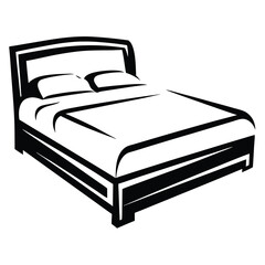 Stylized vector illustration of a bed with pillows and headboard