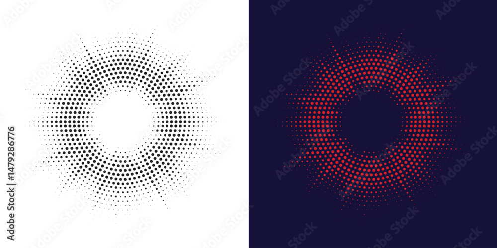 Poster halftone background. glowing light halftone effect. abstract grunge starburst halftone dots backgrou