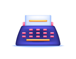 illustration of a manual typewriter. copywriting and journalist concept. typing machine. tool or device. symbol or object. minimalist 3d style design