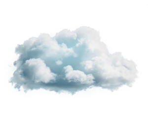 White cloud puff, floating shape, isolated on blue sky or transparent background, soft edges, realistic