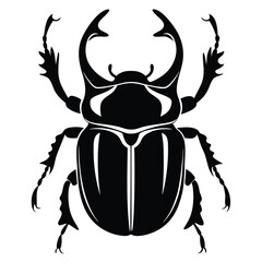 Majestic stag beetle vector illustration in black and white line art style