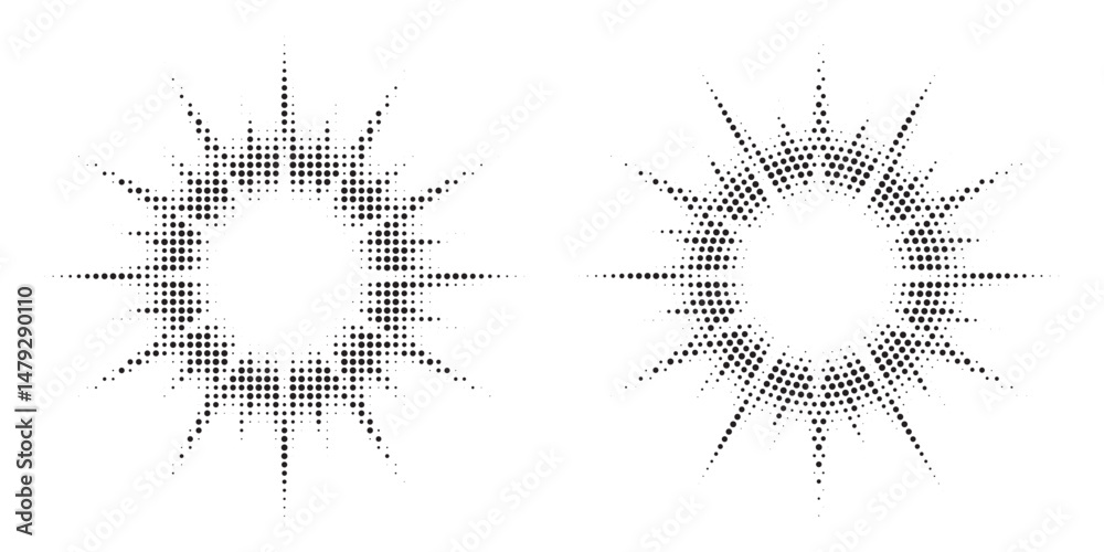 Poster halftone background. glowing light halftone effect. abstract grunge starburst halftone dots backgrou
