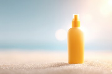 sunscreen bottle on sunlit beach surface minimalistic and bright featuring ample copy space