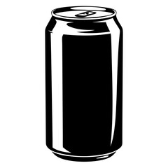 Monochrome illustration of a soda can, suitable for branding or logo design