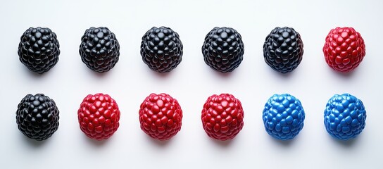 Colorful berry arrangement in rows