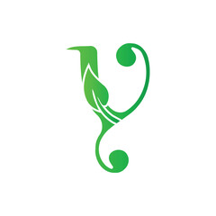letter y with nature leaf logo design