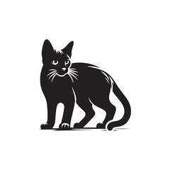 Manx Cat Vector Silhouette: Tailless Feline in Striking Profile, Showcasing Unique Breed Features for Artistic Illustrations, Pet Logos, Minimalist Designs, and Creative Animal-Inspired Graphic Projec