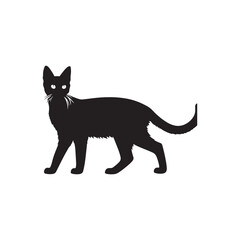 Manx Cat Vector Silhouette: Tailless Feline in Striking Profile, Showcasing Unique Breed Features for Artistic Illustrations, Pet Logos, Minimalist Designs, and Creative Animal-Inspired Graphic Projec
