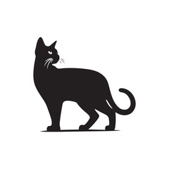 Manx Cat Vector Silhouette: Tailless Feline in Striking Profile, Showcasing Unique Breed Features for Artistic Illustrations, Pet Logos, Minimalist Designs, and Creative Animal-Inspired Graphic Projec