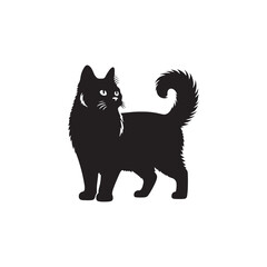 Manx Cat Vector Silhouette: Tailless Feline in Striking Profile, Showcasing Unique Breed Features for Artistic Illustrations, Pet Logos, Minimalist Designs, and Creative Animal-Inspired Graphic Projec