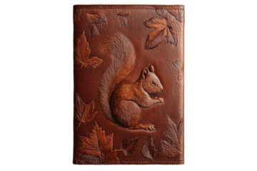 Embossed Leather Journal Autumn Squirrel