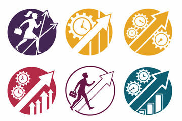 set of trend up vector silhouette illustration isolated on white background