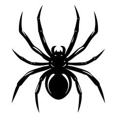 Monochromatic Black Widow Spider Illustration with Pointed Legs and a Rounded Abdomen