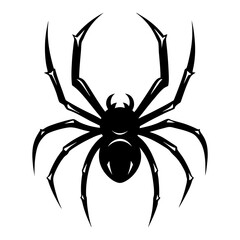 Detailed black spider silhouette with long segmented legs and sharp claws