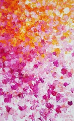 Pink peonies, orange camellias, green leaves flowers