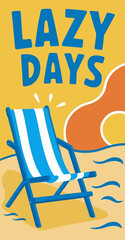 Lazy Beach Day with Deck Chair &ndash; Summer Relaxation Illustration