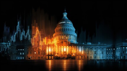 Surreal Capitol Building Art: Fire and Ice Digital Illusion