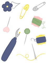 Sewing kit stuff illustration no background png