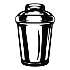 Monochrome illustration of a Cocktail Shaker for Drinks Preparation with Stylish Design