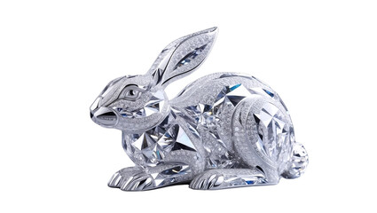 Majestic Diamond Rabbit Sculpture in Ethereal Light