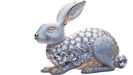 Majestic Diamond Rabbit Sculpture in Ethereal Light