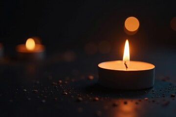 Warm, flickering candlelight illuminates a dark background, background, cozy
