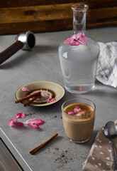Infused Latte Macchiato with Cinnamon and Floral Accents