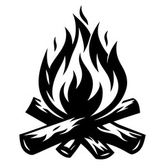 Stylized Bonfire Illustration with Bold Lines and Contrast for Visual Impact