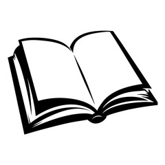 Open Book Illustration in Black and White Representing Knowledge and Learning