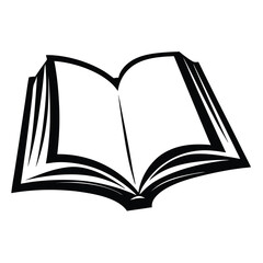 Stylized monochrome illustration of an open book, ready for reading and learning