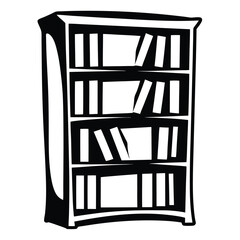 Stylized Black and White Bookshelf with Several Empty Spaces for Books
