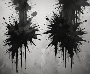 Distressed ink blots, sharp geometric overlay,  illustration,  pattern