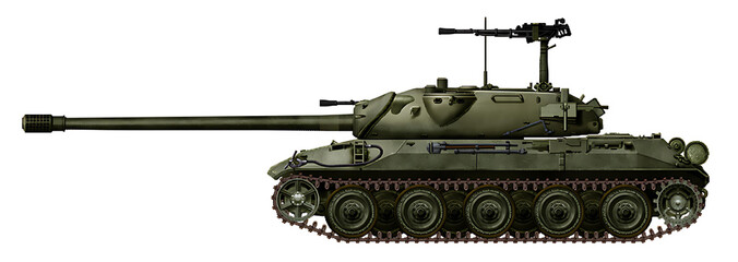 Alternative IS-4 tank on a chassis with a staggered track arrangement and a 130mm S-70 gun © Tikros