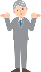 首を傾げるスーツの男性