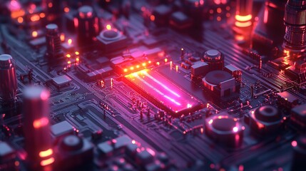 Fototapeta premium A high-tech glowing electric grid displaying futuristic smart energy distribution