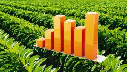 Growth analysis of agricultural products in green fields infographic representation aerial view business insights
