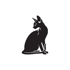 Oriental Shorthair Vector Silhouette: Sleek, Elegant Feline with Graceful Posture and Almond-Shaped Eyes, Captured in a Minimalist Outline for Modern Art, Pet Designs, and Illustrations.
