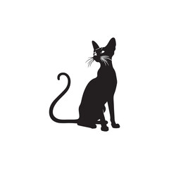 Oriental Shorthair Vector Silhouette: Sleek, Elegant Feline with Graceful Posture and Almond-Shaped Eyes, Captured in a Minimalist Outline for Modern Art, Pet Designs, and Illustrations.
