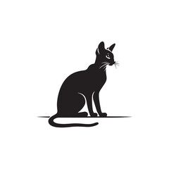 Oriental Shorthair Vector Silhouette: Sleek, Elegant Feline with Graceful Posture and Almond-Shaped Eyes, Captured in a Minimalist Outline for Modern Art, Pet Designs, and Illustrations.
