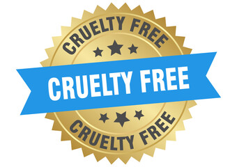 cruelty free. cruelty free round blue and gold label isolated on transparent background