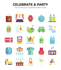 Fototapeta premium Celebrate & Party. Collection of 25 Festive Icons