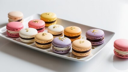 Fototapeta premium Delightful macarons bakery food photography bright setting close-up sweet treat concept
