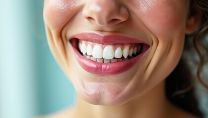 Obraz premium Radiant smile, healthy white teeth, pink gums, healthy teeth, smile