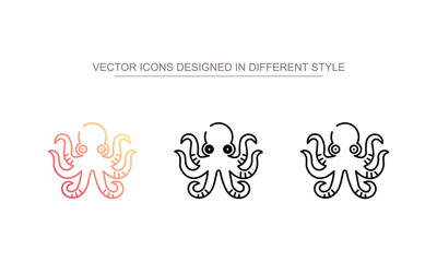 Octopus icon design with white background stock illustration